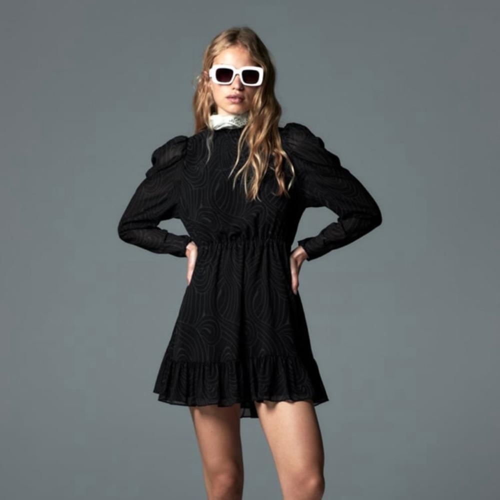 NWT Zara Printed Navy Mini Dress